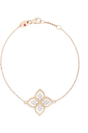 Roberto Coin Pulsera Princess Flower en oro rosa de 18kt con diamantes