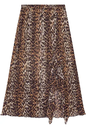 Ganni Falda larga con estampado de leopardo