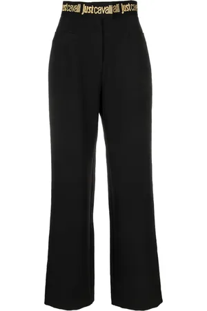 Roberto Cavalli Pantalones anchos con logo en la pretina