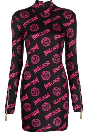 Roberto Cavalli Vestido corto con logo en jacquard