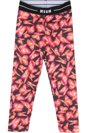 Msgm Leggins con mariposas estampadas y logo en la pretina