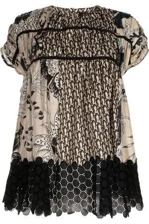 BIYAN Blusa manga corta con estampado abstracto