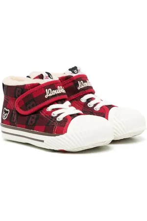 Miki House Zapatillas a cuadros con logo bordado