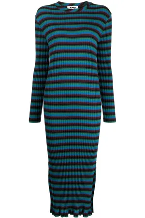 YMC Vestido midi Raindrops con rayas estampadas