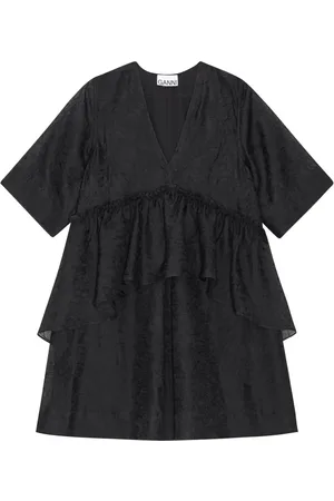 Ganni Vestido corto de georgette con pliegues