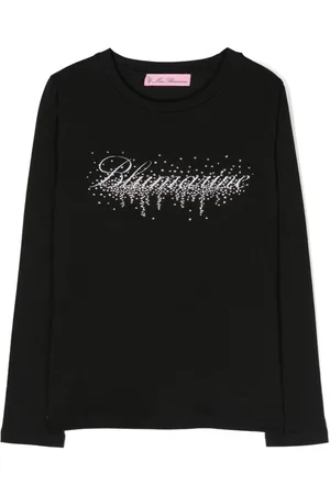 MISS BLUMARINE Playera con logo estampado y detalles de strass