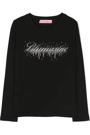 MISS BLUMARINE Playera con logo estampado y detalles de strass