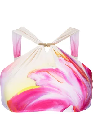 Lenny Niemeyer Top de bikini con cuello halter y estampado abstracto