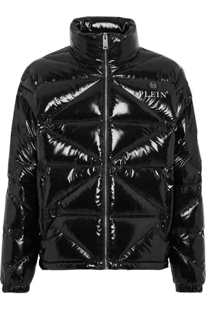 Philipp Plein Chamarra capitonada con placa del logo y efecto brillante