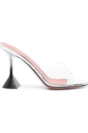 Amina Muaddi Mules Lupita Glass con tacón de 95mm