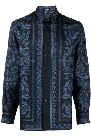 VERSACE Camisa de seda con estampado Barocco