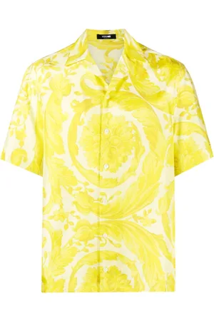 VERSACE Camisa de seda manga corta estampada