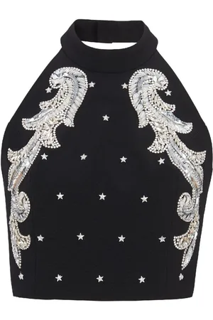 Balmain Top corto con bordado Baroque