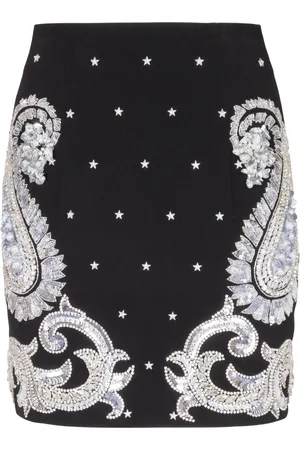 Balmain Falda corta con bordado de cachemira