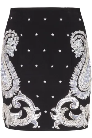 Balmain Falda corta con bordado de cachemira