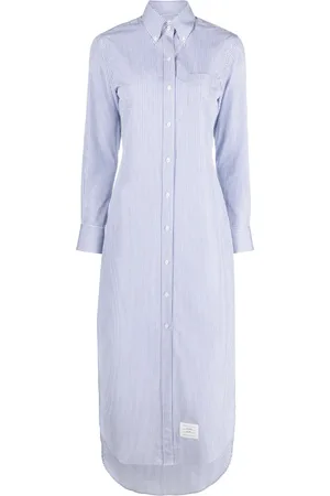 Thom Browne Vestido camisero largo con rayas estampadas