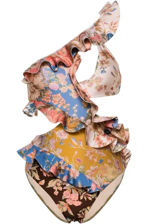 ZIMMERMANN Traje de baño con volantes y estampado floral