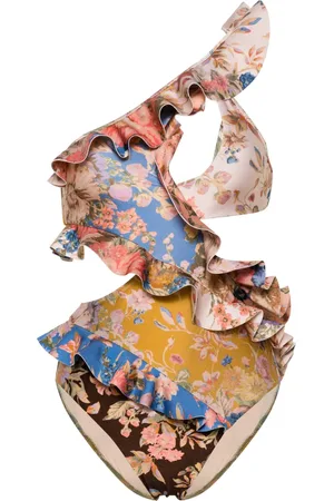 ZIMMERMANN Traje de baño con volantes y estampado floral