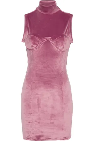 GCDS Vestido corto de terciopelo con logo bordado