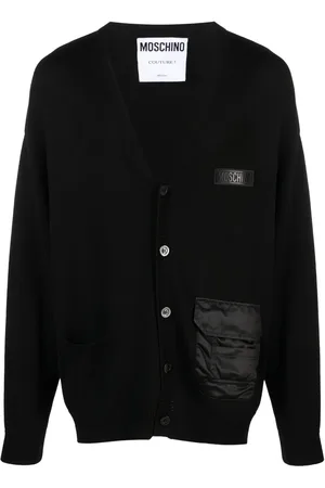 Moschino Cárdigan tejido de canalé con logo en relieve