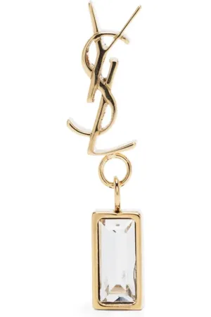 Saint Laurent Arete con detalles de cristal y logo grabado