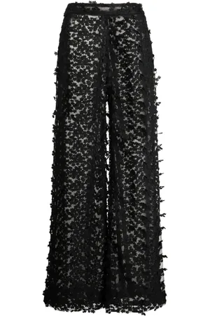 Cynthia Rowley Pantalones anchos con aplique floral
