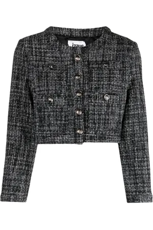 Izzue Chamarra de tweed corta con botones