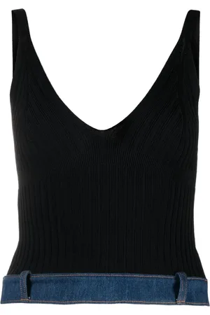 Moschino Top tejido de canalé con parche del logo