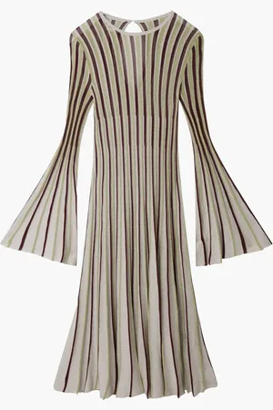 Stella McCartney Vestido largo con motivo de rayas y detalles de lurex