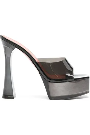 Amina Muaddi Mules Dalida Glass con plataforma de 140mm