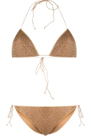 Oseree Bikini estilo triángulo con acabado metálico