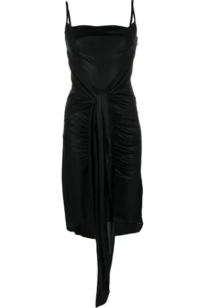 Marine Serre Vestido fruncido con motivo Crescent Moon