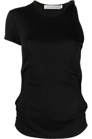 CHRISTOPHER ESBER Playera de canalé asimétrica con detalle retorcido