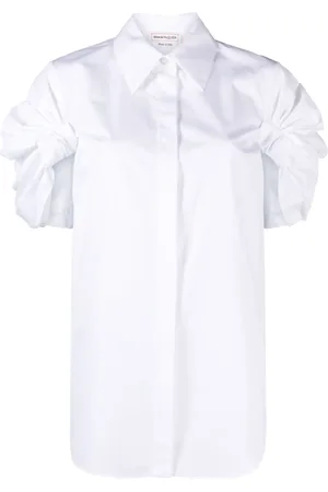 Alexander McQueen Camisa manga corta con detalle fruncido