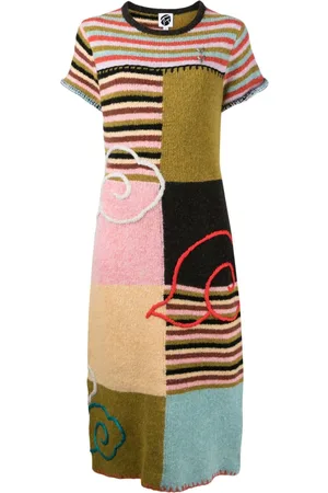 YANYAN KNITS Vestido midi con diseño patchwork