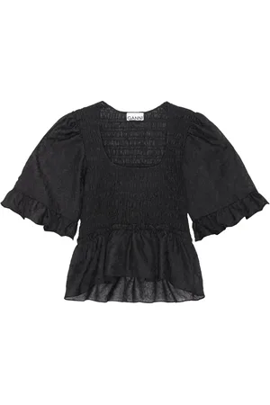 Ganni Blusa de georgette con efecto arrugado