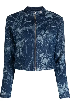 OFF-WHITE Chamarra de mezclilla con mapa estampado