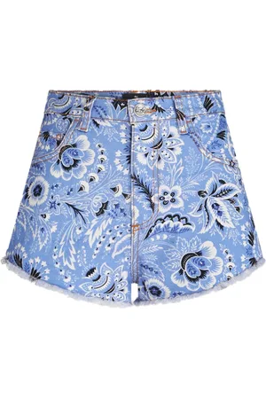 Etro Shorts de mezclilla con estampado de bandana