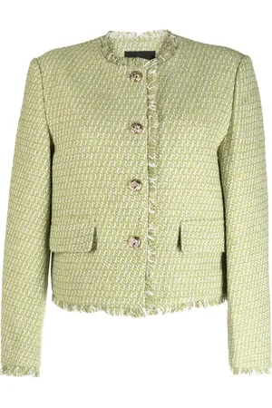 tout a coup Chamarra de tweed con bordes deshilachados