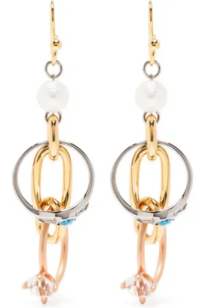 Marni Aretes con aplique de anillo de perla