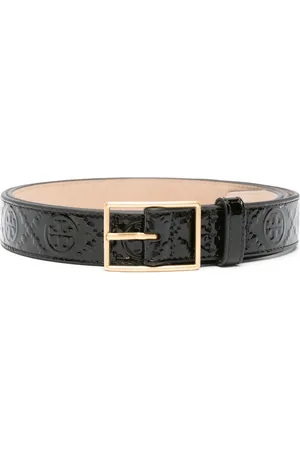 Tory Burch Cinturón de charol con motivo T Monogram