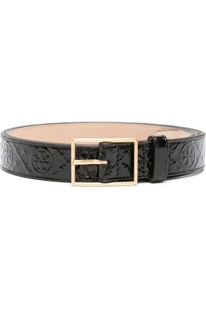 Tory Burch Cinturón de charol con motivo T Monogram