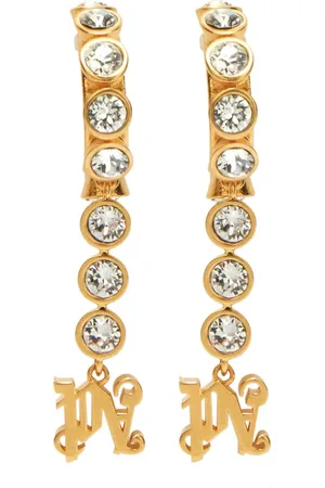 Palm Angels Aretes con detalles de cristal y dije de monograma