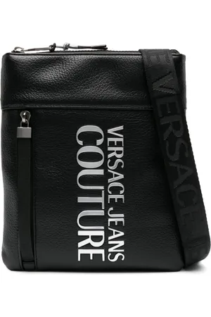 VERSACE Mochila estilo mensajero con placa del logo