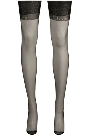 MAISON CLOSE Medias semitransparentes con logo en intarsia