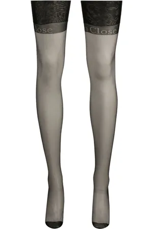 MAISON CLOSE Ligueros semitransparentes con logo en intarsia