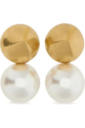 Salvatore Ferragamo Aretes con logo grabado y dije de cuentas