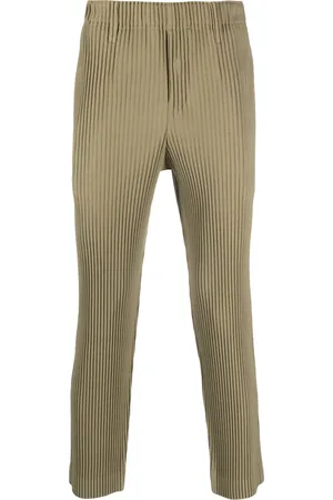 Issey Miyake Pantalones plisados con diseño recto