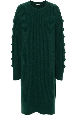 Stella McCartney Vestido midi tejido con cuello redondo