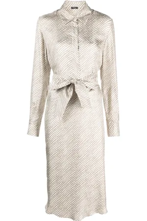 Kiton Vestido camisero de seda con estampado abstracto